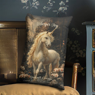 Vintage Bruine en Roze Eenhoorn Bos Nursery Kussen