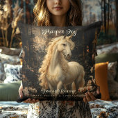 Vintage Bruine en Roze Eenhoorn Bos Paard Kussen