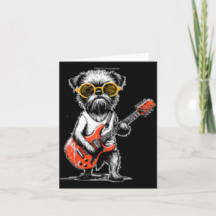 Vintage Brussels Griffon Speelt Gitaar Rockmuziek Kaart