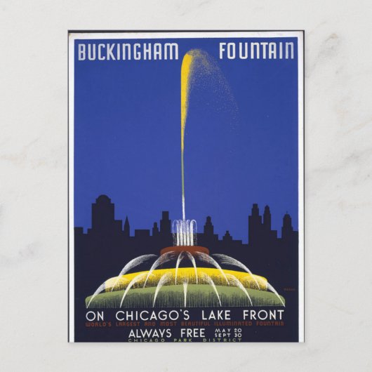 Vintage Buckingham Fountain Chicago Briefkaart (Voorkant)