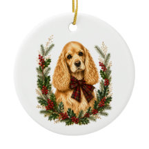 Vintage Buff Cocker Spaniel Kerst Ornament