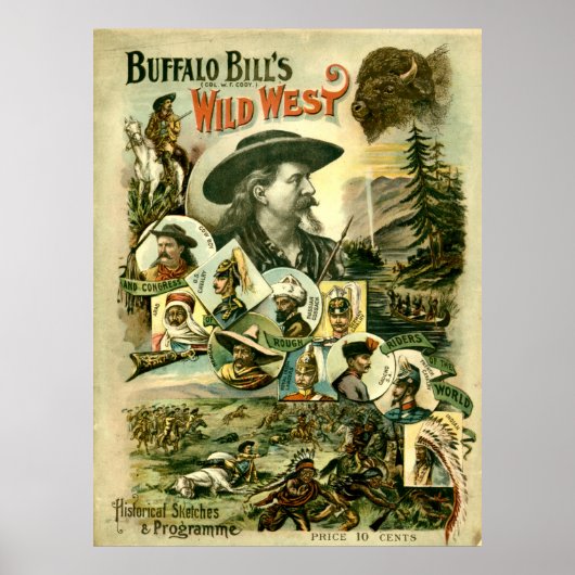 Vintage Buffalo Bill's Wild West Poster (Voorkant)