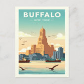 Vintage Buffalo Briefkaart (Voorkant)