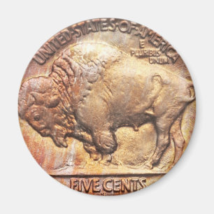 Vintage Buffalo Nickel pièce Collector Magnet cade