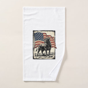 Vintage Bull Amerikaanse Vlag Western T-shirt Ontw Handdoek