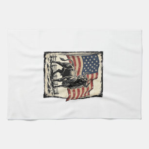 Vintage Bull Amerikaanse Vlag Western T-shirt Ontw Theedoek