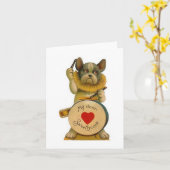 Vintage Bulldog Valentine's Day Card Kaart (Gele Bloem)