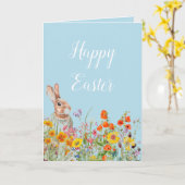 Vintage Bunny Floral Spring Carte Pâques (Fleur jaune)