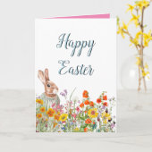 Vintage Bunny Floral Spring Carte Pâques (Fleur jaune)