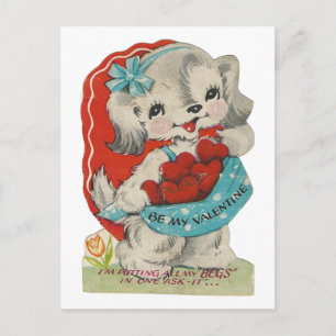 Vintage Bushel of Hearts Doggy Valentijn Feestdagenkaart