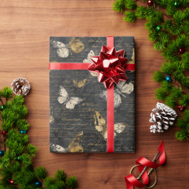 Vintage Butterflies on Vintage Handwriting Cadeaupapier