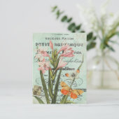 Vintage Butterfy en Lily briefkaart (Staand voorkant)