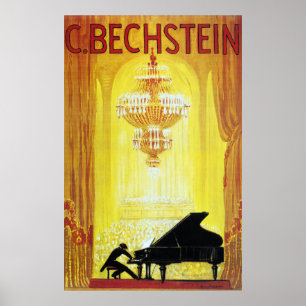 Vintage C. Bechstein Duits Piano Advertisement Poster