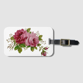 Vintage Cabbage Rose Elegance Luggage Tag Bagagelabel