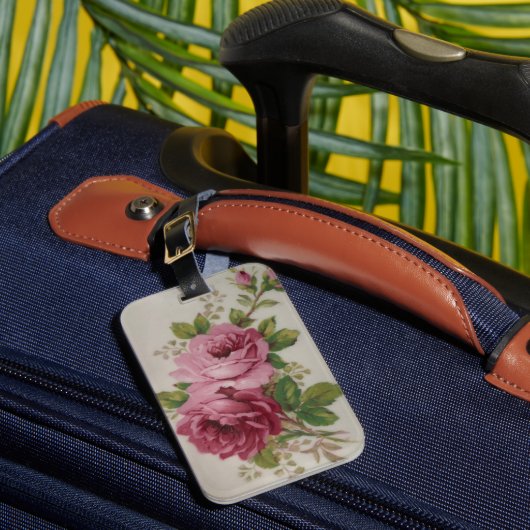 Vintage Cabbage Rose Elegant Bagage Label (Voorkant Insitu 1)