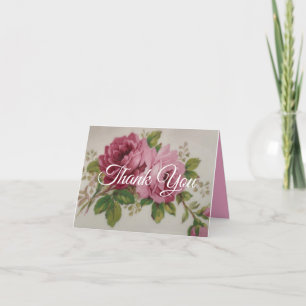 Vintage Cabbage Rose Elegantie  Bedankkaart