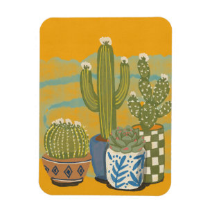 Vintage Cactus Bloemen Magneet