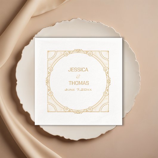 Vintage cadre Art Déco Mariée Groom Date Mariage