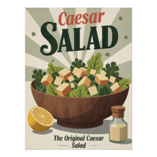 Vintage Caesar Salade Poster – Retro Keuken Kunst Perfect Poster