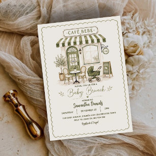 Vintage Café Baby Brunch Baby Shower Kaart