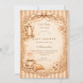 Vintage Café Baby Shower Kaart (Voorkant)
