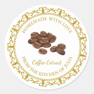 Vintage café fait maison Extrait Étiquette l Blanc