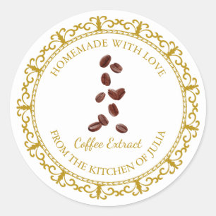 Vintage café fait maison Extrait Étiquette l Blanc