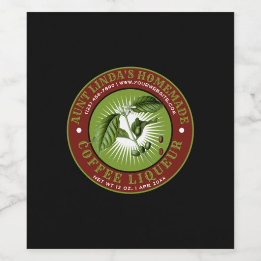 Vintage café maison Liqueur Étiquette Modèle (Étiquettes simples)