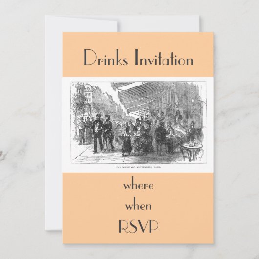 Vintage Café Montmartre Paris Fête Invitation (Devant)