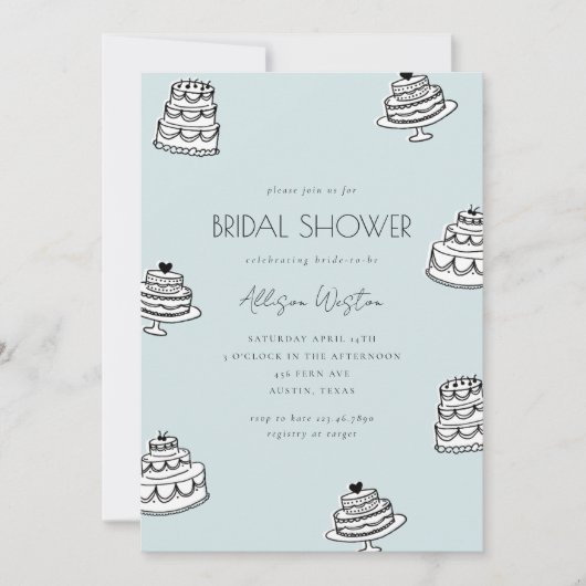 Vintage Cake Bridal Shower Invitation (Devant)