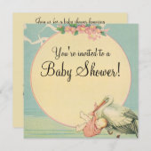 Vintage cale rose Baby shower Invitation (Devant / Derrière)