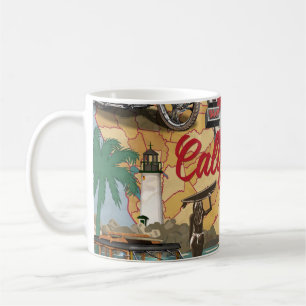 Vintage California poster with tourist Koffiemok