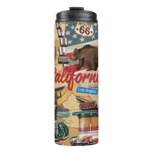 Vintage California poster with tourist Thermosbeker