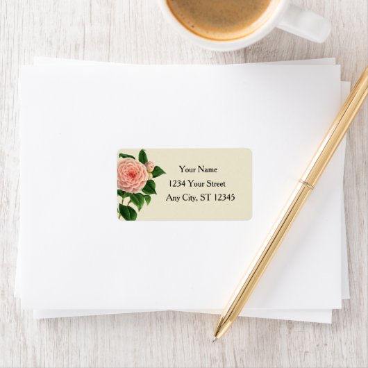 Vintage Camellia Botanisch Etiket (Insitu)