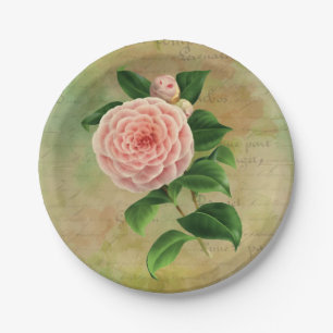 Vintage Camellia French Botanical Papieren Bordje