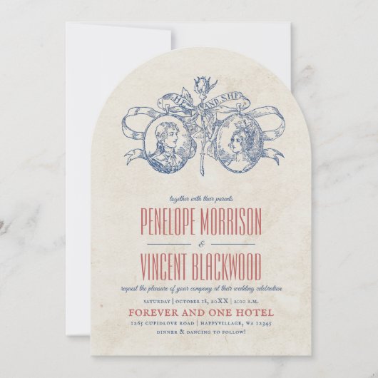 Vintage Cameo Love Wedding Invitation (Devant)