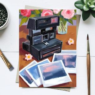 Vintage Camerawaterverf Nostalgische Schilderij Briefkaart