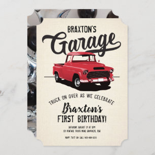 Vintage Camion Anniversaire Fête Photo Invitation