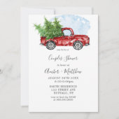 Vintage Camion Rouge Noël Couple Invitations de do (Devant)