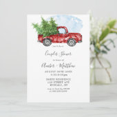 Vintage Camion Rouge Noël Couple Invitations de do (Debout devant)