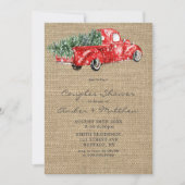 Vintage Camion Rouge Noël Couple Invitations de do (Devant)