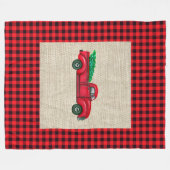 Vintage Camion Rouge Noël Grosse couverture en pol (Devant (Horizontal))