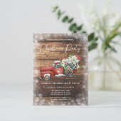 Vintage Camion Rouge Rustique Invitation de la fêt (Debout devant)