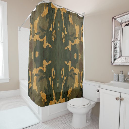 vintage camouflage douchegordijn (In situ)
