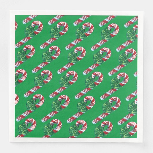 Vintage Candy Cane Paper Napkin Servet (Voorkant)