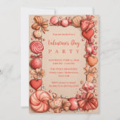 Vintage Candy Hearts Valentine Party Kaart (Voorkant)
