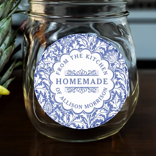 Vintage Canning Étiquettes William Morris Bleu Bla