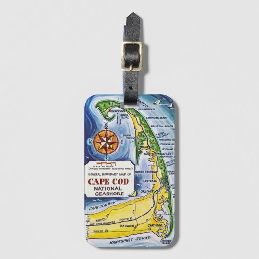 Vintage Cape Cod Kust Bagagelabel (Voorkant (verticaal))