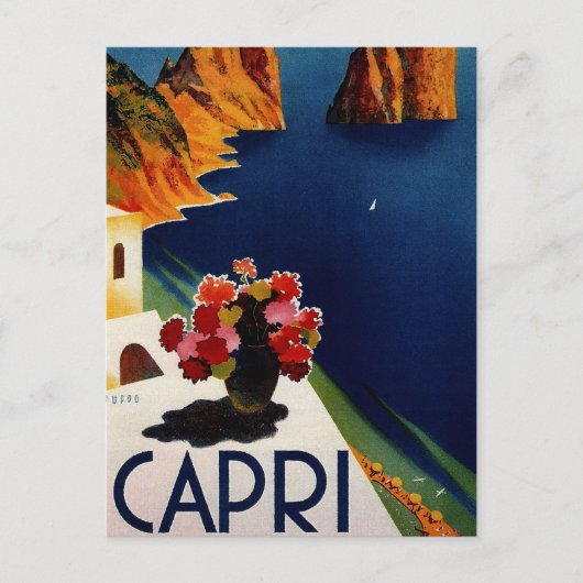 Vintage Capri Italy Travel Briefkaart (Voorkant)