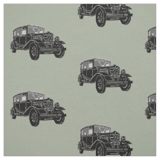 Vintage Car Art Fabric Stof